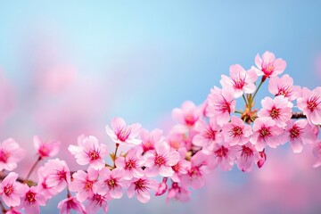 Delicate Pink Cherry Blossoms Against a Soft Blue Sky