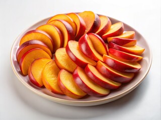 Sliced Fresh Nectarines Arranged on Plate