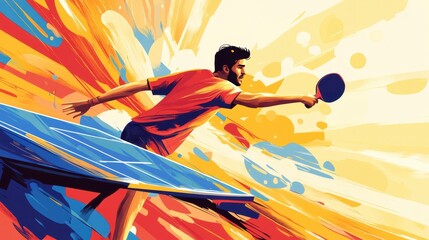 Table Tennis Player in Motion