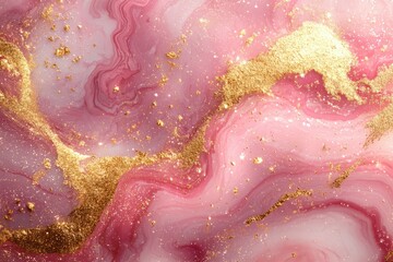 Fototapeta premium Abstract Pink and Gold Swirling Marble Texture