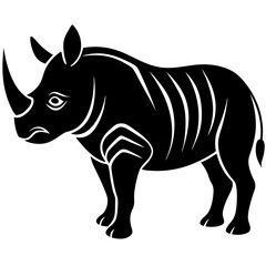 rhino silhouette vector illustration on white