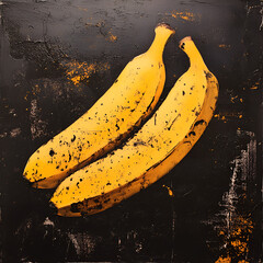watercolor illustrations of yellow bananas in isolated on transparent background