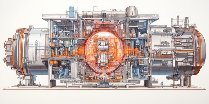 Cutaway illustration of a complex industrial machine.