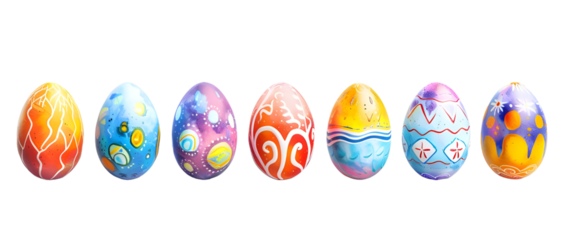 Colorful hand painted decorated Easter eggs collection