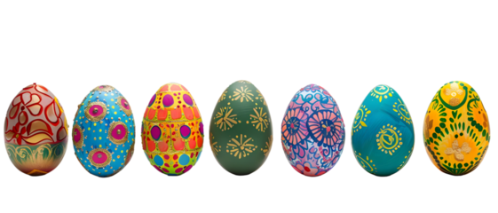 Colorful hand painted decorated Easter eggs collection