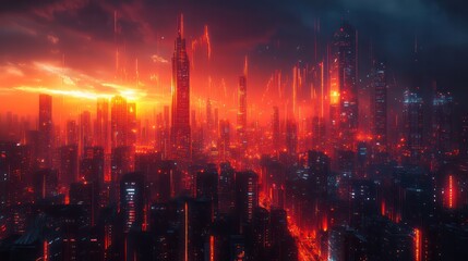 A futuristic city skyline integrated with digital financial charts and rising trend lines, showcasing the relationship between urban investments and global economic growth.