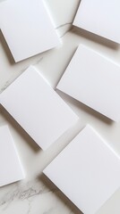 Blank White Rectangular Postcards Spread Out on Minimalist Background