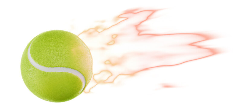 flaming tennis ball on transparent background