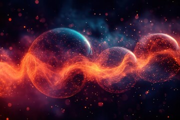 Obraz premium stylized speech bubbles forming intricate network representing online conversations and digital communication vibrant colors on dark background