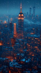 New York City Skyline in the Rain