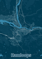Kamloops, British Columbia, Canada artistic blueprint map poster