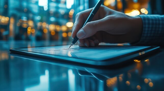 A close-up of a mobile phone showing an e-signature being added to a digital form, representing ease of mobile document signing.