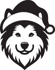 Merry Christmas Santa Cute dog silhouette vector design