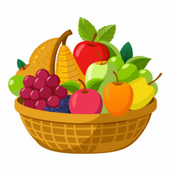 basket with fruits vector illustration 