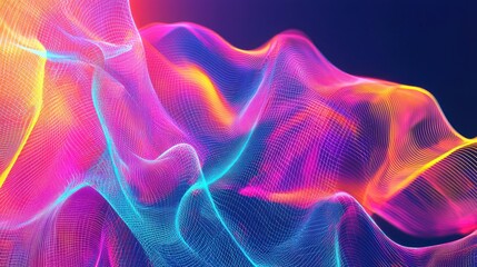 Obraz premium Abstract shapes and intense neon colors blending to create an impactful background material