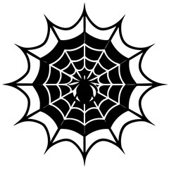 spider on web silhouette vector illustration
