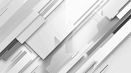 Obraz premium Abstract background with light gray diagonal stripes and geometric tech elements