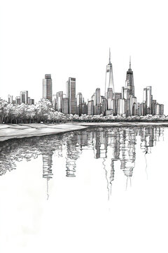 Paran, Argentina, black and white pen pencil hand-drawn effect portrait drawing illustration for travel poster, card, wallpaper, backdrop or banner. Modern, clear, artistic and simple