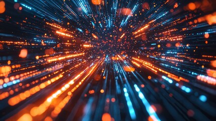 Naklejka premium Seamless loop of futuristic light patterns with particle beams and dynamic data flow