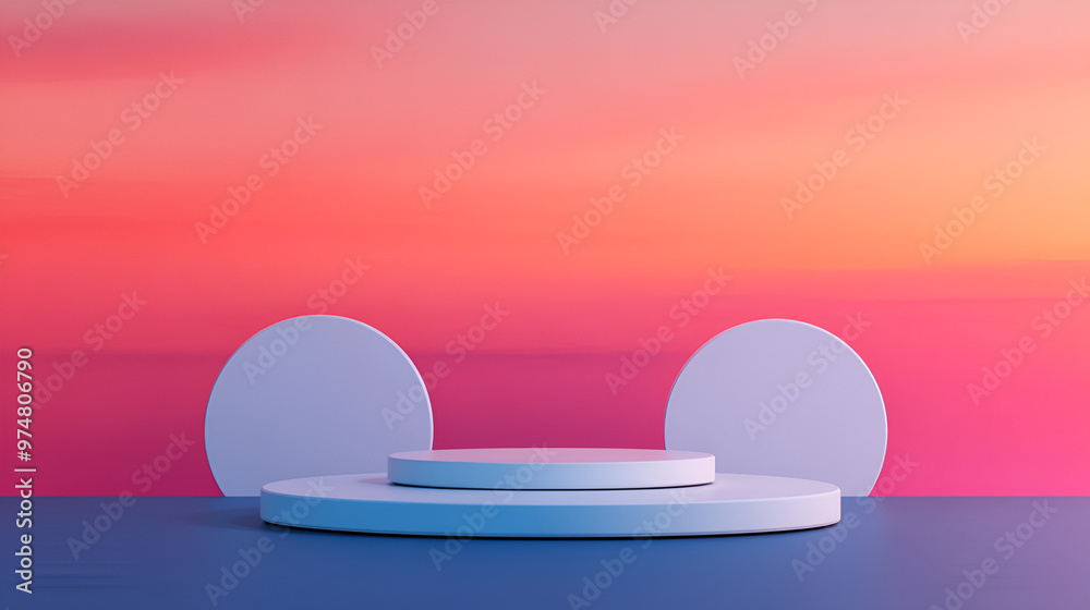 Wall mural Minimalist Product Display Mockup with Pink and Blue Gradient Background