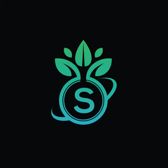 Abstract Green Leaf Tree Vector And Letter S