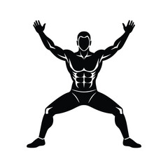 Man exercising black silhouette vector illustration, perfect for fitness and workout design projects