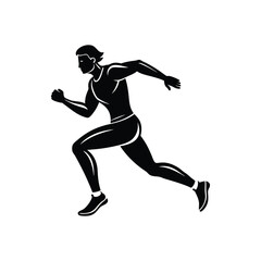 Dynamic man running black silhouette vector illustration perfect for fitness and athletic designs
