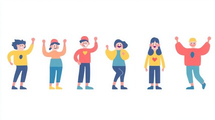A minimalist illustration of characters displaying emotions like nervousness, elation, and calmness, each shown with distinct but simple gestures, white background