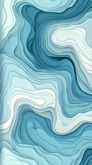 Abstract blue and white paper cut background with wavy layers and lines.