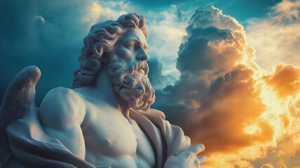 statue of zeus on sky