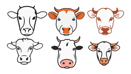 different shapes of cow face illustrations in vector 