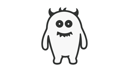 cartoon simple outline of a cute monster in vector