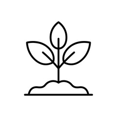A simple illustration of a plant with leaves and a stem.