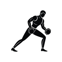 A man exercise black silhouette vector illustration