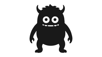 black shape of a monster smiling with horns