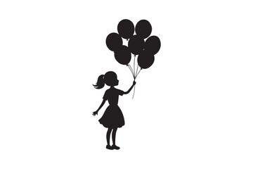 Silhouette of a child holding a balloon