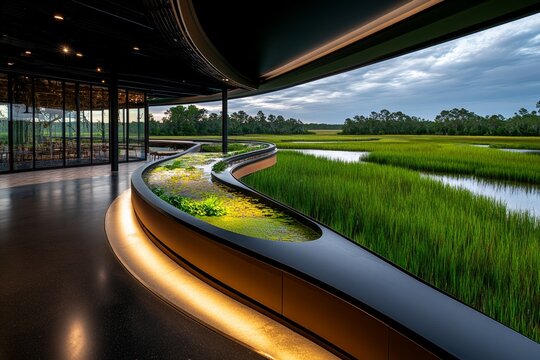Savannah Wildlife Conservation represented in a sleek design, highlighting efforts to preserve the regionâ€™s wetlands, forests, and rivers