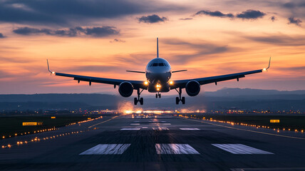 airplane landing in airport