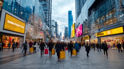 Obraz premium Blurred City Street Shopping Urban Lifestyle Abstract