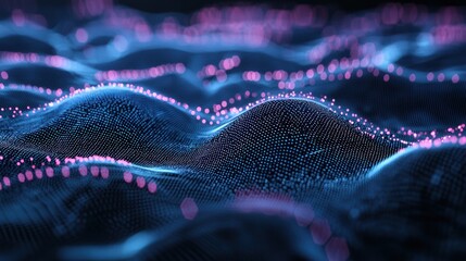 Digital waveforms and abstract nodes connecting in a modern communication background