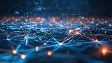 Futuristic lines and nodes connecting in an abstract technology communication background