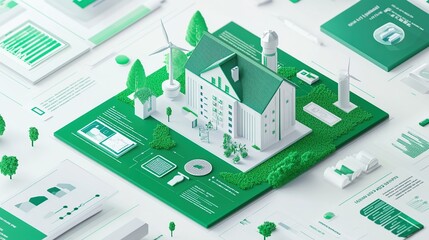 infographic-style digital ad showcasing green marketing techniques, with a focus on renewable energy and sustainability, clean layout