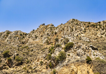 Landscape of mountains in dry mediterranean climate of Crete island during summer season