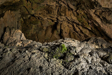 Cave interior with visible effects of karst processes