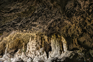 Cave interior with visible effects of karst processes