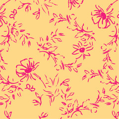 Flowers seamless pattern. vector illustration. Abstract flowers, floral vector with leaves