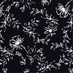 Flowers seamless pattern. vector illustration. Abstract flowers, floral vector with leaves