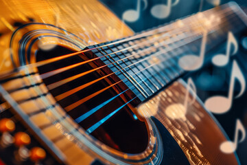 Fototapeta premium A guitar with notes on it