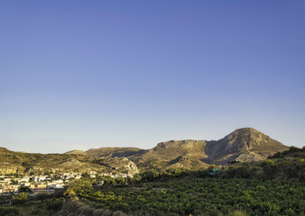 Buildings in the village of Platanos near the mountains of Crete