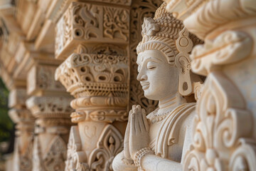 Fototapeta premium A statue of a woman with her hands together in a prayer position